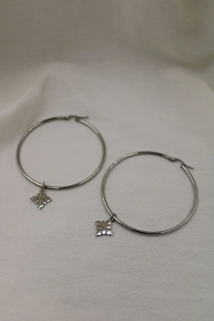 Kaute Tivaevae Hoop Earrings SILVER